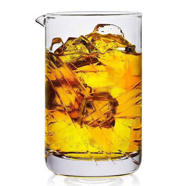 Cocktail Mixing Glass,Crystal Seamless Mixing Pitcher with Thick Bottom,Premium Stir Glass for Home and Bar,20oz, Perfect Yarai style Pitcher for Stirring Drinks