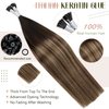 LaaVoo Black Hair Extensons Keratin Tip Human Hair Ombre Brown Natural Human Hair Extensions Itip Extensions Human Hair Cold Fusion 20 Inch 1g/1s 50g/pack