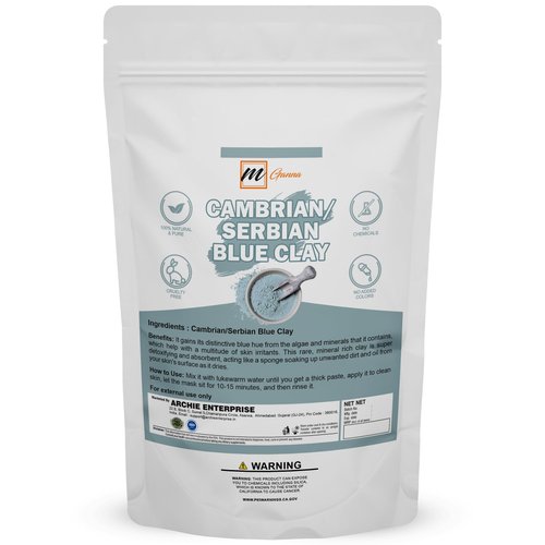 mGanna 100% Natural Cambrian/Serbian Blue Clay for Facial Masks, Creams, Body Wraps, Soft Peels and Scrubs, and Soap Making 100 GMS 0.22 LBS