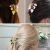 Yonchic 3-Piece Floral Metal Hair Clips, 3-Color Leaves Hair Claw for Thin/Medium Thick Hair Claws, Elegant Barrettes Strong Hold Hair Clamps Non Slip Cute Hair Catch Clip Accessories