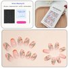 Short Press on Nails Oval Fall Orange French Tip Fake Nails with Cute Flower Designs Acrylic Nails Press ons Reusable Glue on Nails for Women Daily Wear 24 Pcs