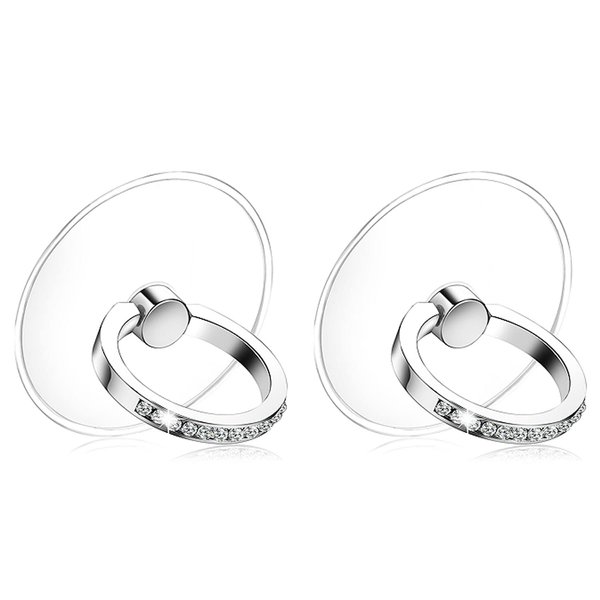 Kinizuxi Cell Phone Ring Holder Stand 2 Packs Sliver, Glitter Diamond Phone Ring Finger Kickstand Universal 360 Degree Rotation,Clear Phone Ring Grip Compatible with Various Mobile Phones