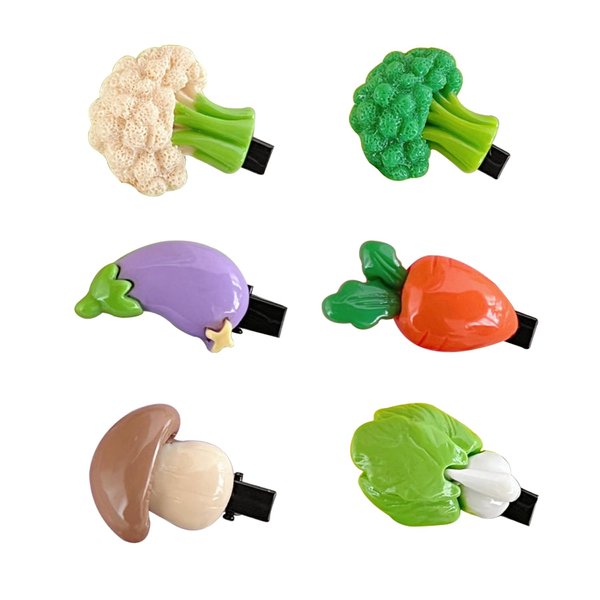 6 Pair Vegetable Hair Clip,Food Hair Clips,Vegetable Alligator Hair Clip,Vegetable Hair Barrettes for Girl Hair Accessories-(12 Pcs)