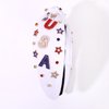 mokkia 4th of July Headband for Women American Flag Star Knotted Headbands Red White and Blue Rhinestone Crystal Top Knot Headbands Patriotic 4th of July Accessories Party Favors (Letter USA 7)