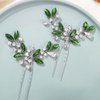 Casdre Crystal Bridal Hair Pins Rhinestone Bride Wedding Hair Piece Hair Accessories for Women and Girls (Pack of 2) (H Light Green)