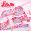 JarThenaAMCS 3 Rolls Valentine's Day Grosgrain Ribbon Conversation Heart Grosgrain Ribbon Candy Heart Craft Ribbon for Gift Wrapping Floral Arrangement Wreath Bow DIY Crafts Decor, 15 Yards
