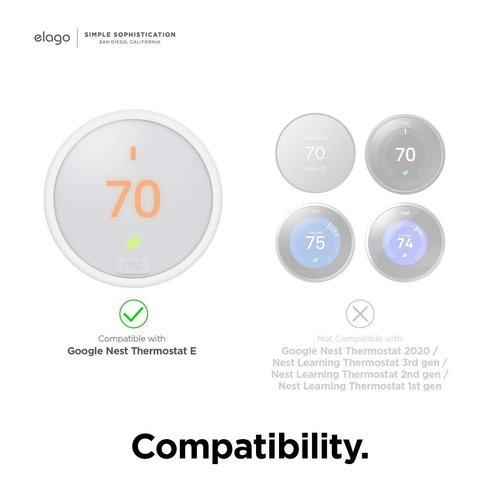 elago Wall Plate Cover Designed for Google Nest thermostat E Wall Plate (2017)(White) - ONLY Compatible with Nest Thermostat E, Hard ABS Material, Not compatible with 2020 models[US Patent Registered]