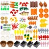 BrickBounty 188pcs City Food Bricks Set, Picnic Toys Friends Kitchen Fram Restaurant DIY Pieces Parts Ice-Cream-Cupcakes Turkey-Banana-Carrot-Bread Basket Fish