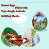 Ulanlan Prefilled Easter Eggs with Toys Dinosaurs Building Blocks, Jungle Animals Building Kit for Boys Easter Basket Stuffers Easter Egg Fillers Party Favors Classroom Events 12 PCS