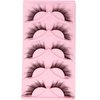 Fyonas Cat Eye Lashes Wispy L Curl Fake Eyelashes Extension Look 24mm Long & Dramatic False Eyelashes Doll Fox Eye Lashes 5 Pairs Pack (Fox Eye 03)