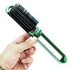 Mini Hair Brush,2 Pcs Folding Hair Brush Travel Hair Brush Compact Hair Brush with Mirror for Women Girls,Massage Comb Pocket Hair Comb for Travel. Gym, Trip, Purse, Swimming (Blue & Green)