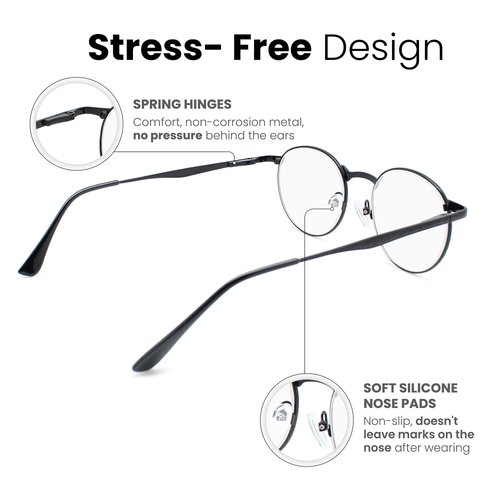 2SeeLife Black Metal Rim Reading Glasses Men & Women to Look Modern with Clear Vision - Durable Readers for Women & Men - Comfortable for All Face Shape Mens Glasses - 1.75 Reading Glasses for Men