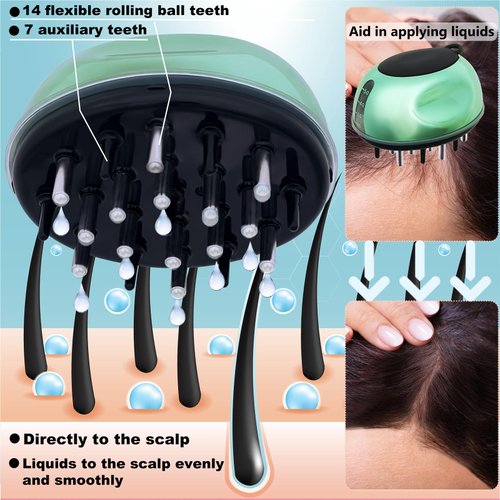 LOULANLUXE Scalp Applicator Comb, Hair Oil Applicator, Hair Growth Liquid Guide Comb for Hair Treatment Growth Medicine Fluid Essential Oil Serum with Portable Waterproof Drawstring Bag (Green)