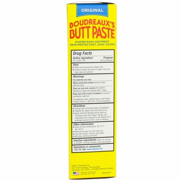 Boudreaux's Butt Paste Tube, Diaper Rash Ointment 4 oz (Pack of 2)