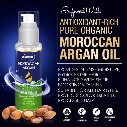 StBotanica Moroccan Argan Hair Serum - Nourishing and Frizz Control Serum (With USDA Organic Argan Oil) 120ml