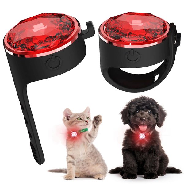 Yesbular 2-Pack dog collar lights for nighttime clip on, 3 modes dog leash light, 100% waterproof dog light clip. Durable Silicone Band dog lights for night walking(Red).