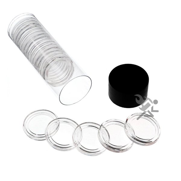 Black Lid Capsule Tube & 20 A22 Direct Fit Coin Holders for 1/4oz Gold Eagles