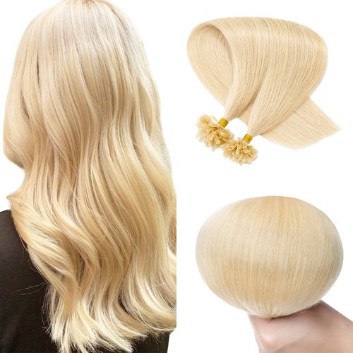 SEGO U Tip Hair Extensions Human Hair Pre Bonded Keratin Fushion Nail Tip Human Hair Extensions 100% Real Remy Hair Silky Straight 100 Strands/Pack 50g 18 Inch #1B Natural Black