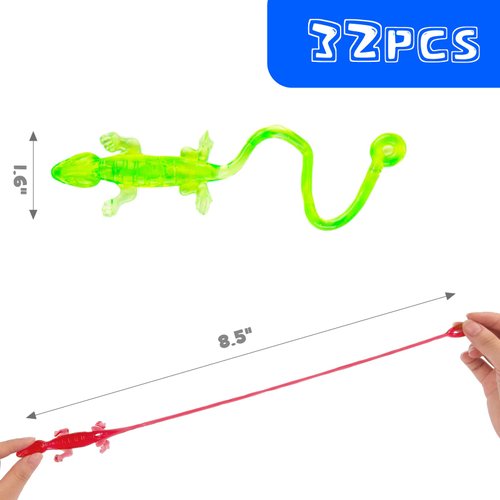 LovesTown 32PCS Colorful Sticky Lizards, Stretchy Sticky Lizards Toys Sticky Fingers Toys for Party Favors Goodie Bag Stuffers Halloween