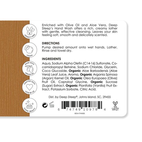 Deep Steep Argan Oil Liquid Hand Wash, Brown Sugar Vanilla, 17.6 Fluid Ounce