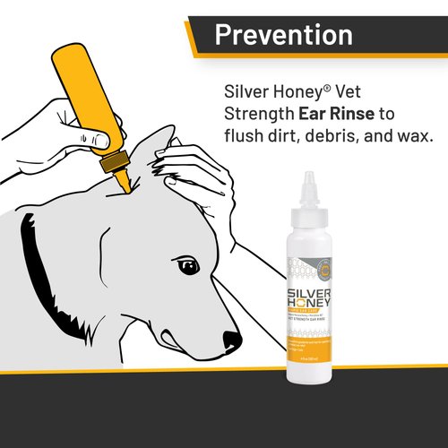 Absorbine Silver Honey Rapid Ear Care Vet Strength Ear Rinse, 4oz, Manuka Honey & MicroSilver BG, Safe for Dogs & Cats
