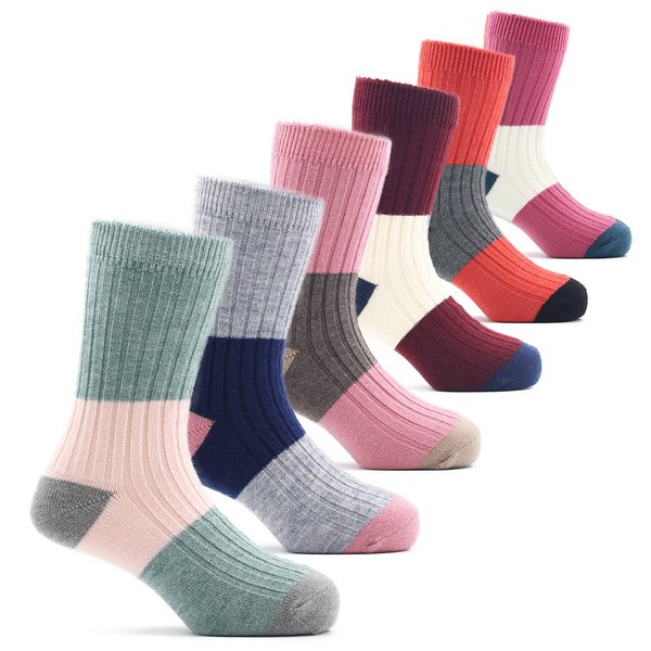 HowJoJo Big Girls Wool Socks Kids Crew Seamless Winter Warm Thermal Socks 6 Pack 6 Pack 8-10 Years