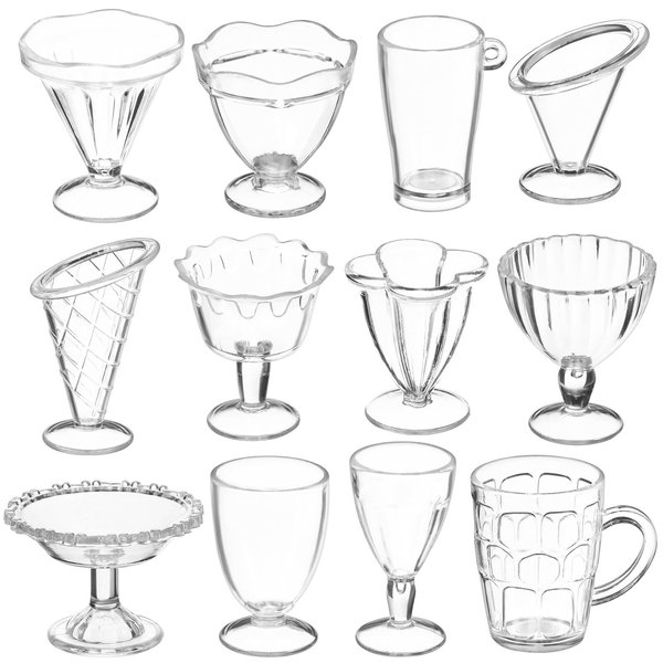 LUOZZY 60 Pcs Mini Dollhouse Cups Miniature Wine Cups Tiny Desserts Cups Dollhouse Accessories (Transparent)