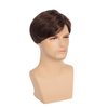 Swiking Men Brown Straight Wigs Short Side Part Natural Synthetic Hair for Male Daily Full Wig