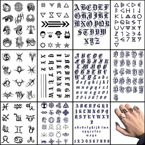 Temporary Tattoos Adult 11 Sheets Semi Permanent Tattoo Kit Finger Tattoos for Women and Man 2 Weeks Long-lasting Temporary Tattoos Stickers 100% Plant-Based Ink