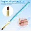 INENK Metal Blue Nail Art Clean Up Brushes for Cleaning Polish Mistakes on the Cuticles, Acetone Resistant Nail Brush, Fingernail Cleaning Brushes for Nail Art and Designs (Round&flat&Bevel)