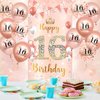 16th Birthday Party Decorations for Girls Rose Gold Happy 16th Birthday Banner with 18pcs 16th Balloons 16th Door Cover Backdrop Set for Girls Boys Birthday Anniversary Party Sign Porch Decor Supplies