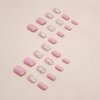 24 Pcs Hot Pink Press on Nails Short Square - YEFIUO Cute Fake Nails Press ons Spring Glossy Nail Tips Full Cover False Nails with Flower Design Glue on Nails Kit Acrylic Set Nail Art DIY for Women