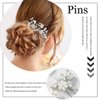 Catery Flower Wedding Bride Hair Pins Pearl Bridal Hair Pieces Crystal Hair Clips Silver Hair Accessories for Women Pack of 2 (Silver)