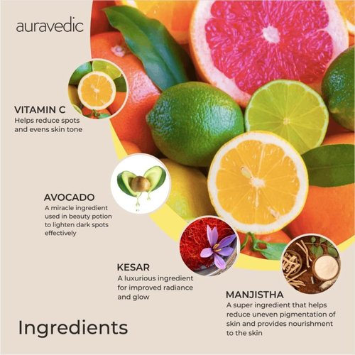 Auravedic Kumkumadi Saffron & Vitamin C Oil | Hydrating Face Moisturizer | Helps Reduce Fine Lines & Nourishes Dry, Dull Skin | Natural Facial Massage Oil | 3.38 Fl Oz/100ml (Pack of 2)