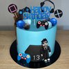 Video Game Cake Toppers Gamer Cake Decoration Game Controller Blue Black Ball Cake Toppers for Game Theme Party Man Boy Birthday Party Supplies (Style 1)