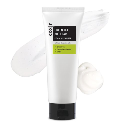 coxir GREENTEA PH CLEAR FOAM CLEANSER soft and creamy foaming typecleanser deep cleanses pores and remove dead skin cells on skin l Koran Skin Care [150ml/5.07 fl.oz.]