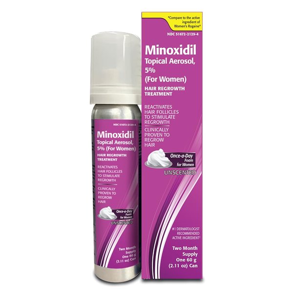 Taro Minoxidil Topical Aerosol Foam, 5%, Hair Regrowth Treatment for Women, 2.11 oz (2 Months Supply) Reactivates Hair Follicles to Stimulate Hair Regrowth