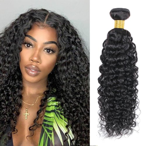 Viyaviya 10A Brazilian Water Wave Bundles 16 inch Human Hair Bundles Unprocessed Water Wave Human Hair Extensions Brazilian Water Wave Virgin Hair Weave Double Wefts Natural Color