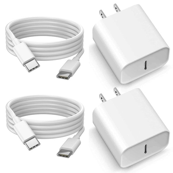 VIIADJSU 2 Pack 20W USB C Wall Charger 6ft Type C Cable PD Charging Block Compatible with iPhone 15 Plus Pro Max S21 S22 S23 Android Cell Phone, CHR011