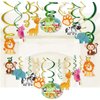 Kristin Paradise 30Ct Safari Animals Hanging Swirl Decorations, Jungle Party Supplies, Wild Birthday Theme Decor for Boy Girl Baby Shower, Tribal 1st Bday Favors Idea