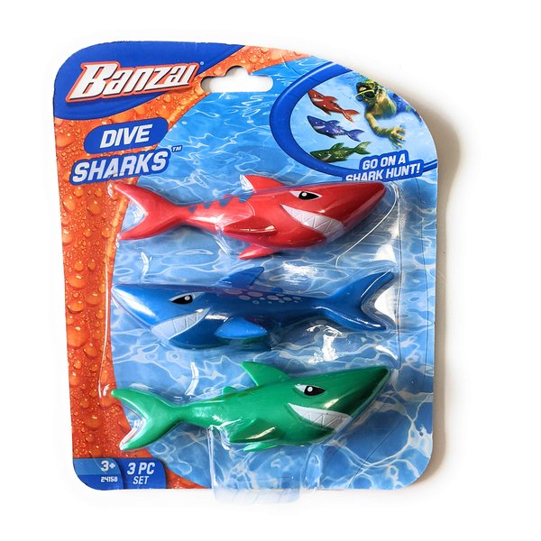 Funstuff 3pc Dive Sharks Pool Toy | Shark Pool Toys | Underwater Torpedo | Great Watertoy for Kids