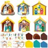 ReliThick 30 Sets Nativity Scene Craft Kit for Kids Nativity Crafts Stick Ornament Religious Crafts Kit Christian Christmas Tree Ornament Crafts with Rope for Kids Classroom Party Favors Supplies