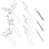 Yandino 9 Pieces wedding hair accessories Bride Wedding Pearl Hair Pins Flower Hair Piece Rhinestone Bridal Hair Accessories for Women