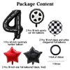 4rd Birthday Race Car Balloons Decorations, 40 Inch Racetrack Black Number 4 Balloon, Mylar Black 4 Balloon for 4rd Birthday Party Supplies, 7 Pcs