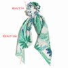 Furling Pompoms 5pcs Floral Printed Hair Scarf Scrunchies for Women Bow Hair Band Elastic Rubber Band with Long Tail Ponytail Holder Hair Accessories