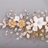BERYUAN White Floral Hair Comb Crystals Hair Comb Slide Bridal Hair Comb for Bride Bridesmaid Hair Comb Vintage Hair Piece