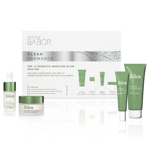 DOCTOR BABOR Cleanformance Pre & Probiotic Moisture Glow Routine Set, Moisture Glow Cream & Serum, Moisturizing Face Cream with Hyaluronic Acid & Vitamin E, Radiant Results Skincare Set