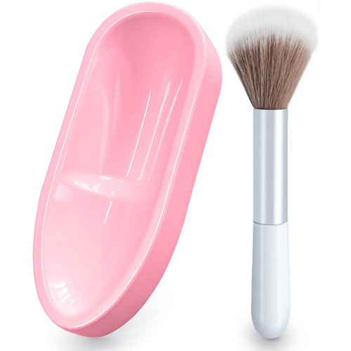 French Tip Dip Nail Powder Tray System with Dust Cleaning Brush, Unibouti Easy Short Extended Nails Smile Line Mold, Nail Art Accessories Manicure Tool, ABS Unbending, Light Pink