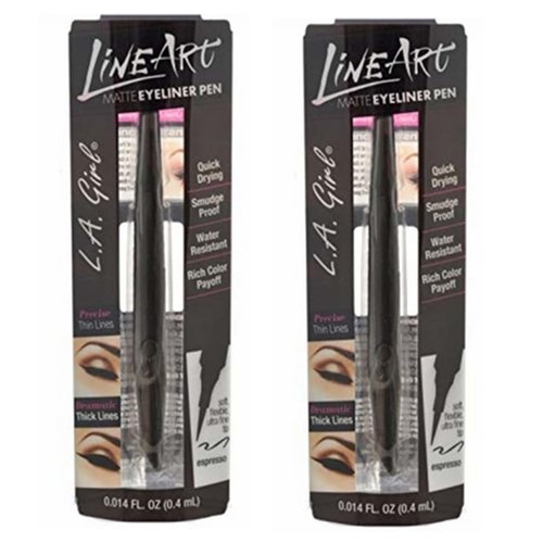 L.A. Girl Pack of 2 Line Art Matte Eyeliner Pen, Espresso GLE713