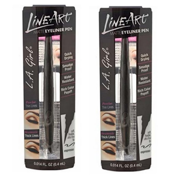 L.A. Girl Pack of 2 Line Art Matte Eyeliner Pen, Espresso GLE713
